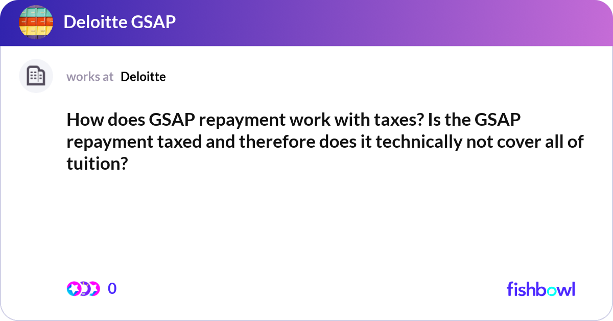Gsap Transaction How does GSAP repayment work with taxes? Is the GS... | Fishbowl