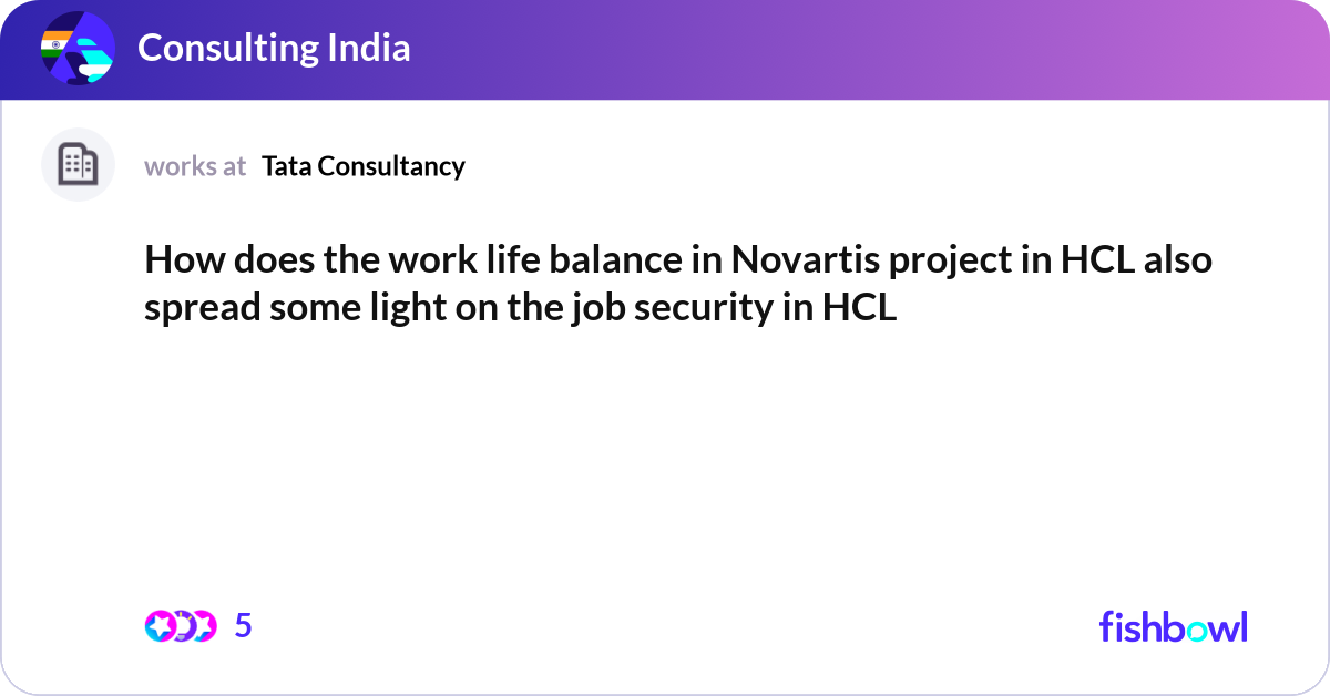How does the work life balance in Novartis project... | Fishbowl