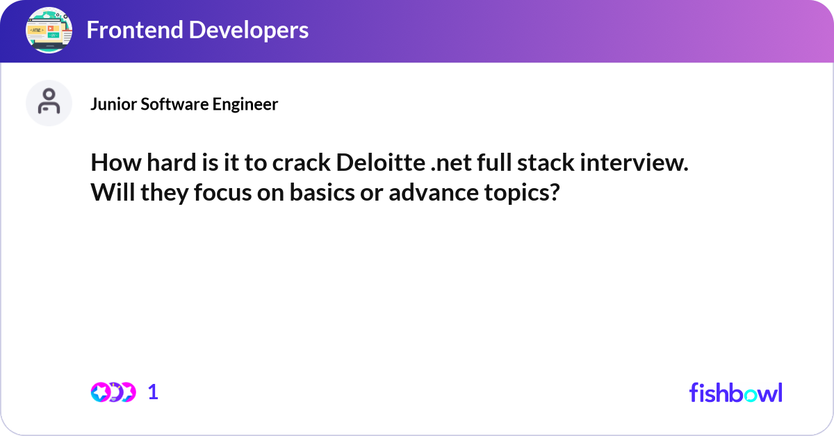 How hard is it to crack Deloitte .net full stack i... | Fishbowl