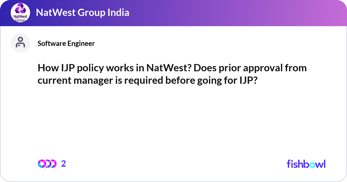 How IJP policy works in NatWest? Does prior approv... | Fishbowl