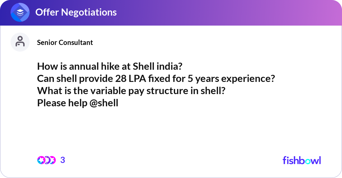 Variable Compensation Shell How is annual hike at Shell india? Can shell provi... | Fishbowl