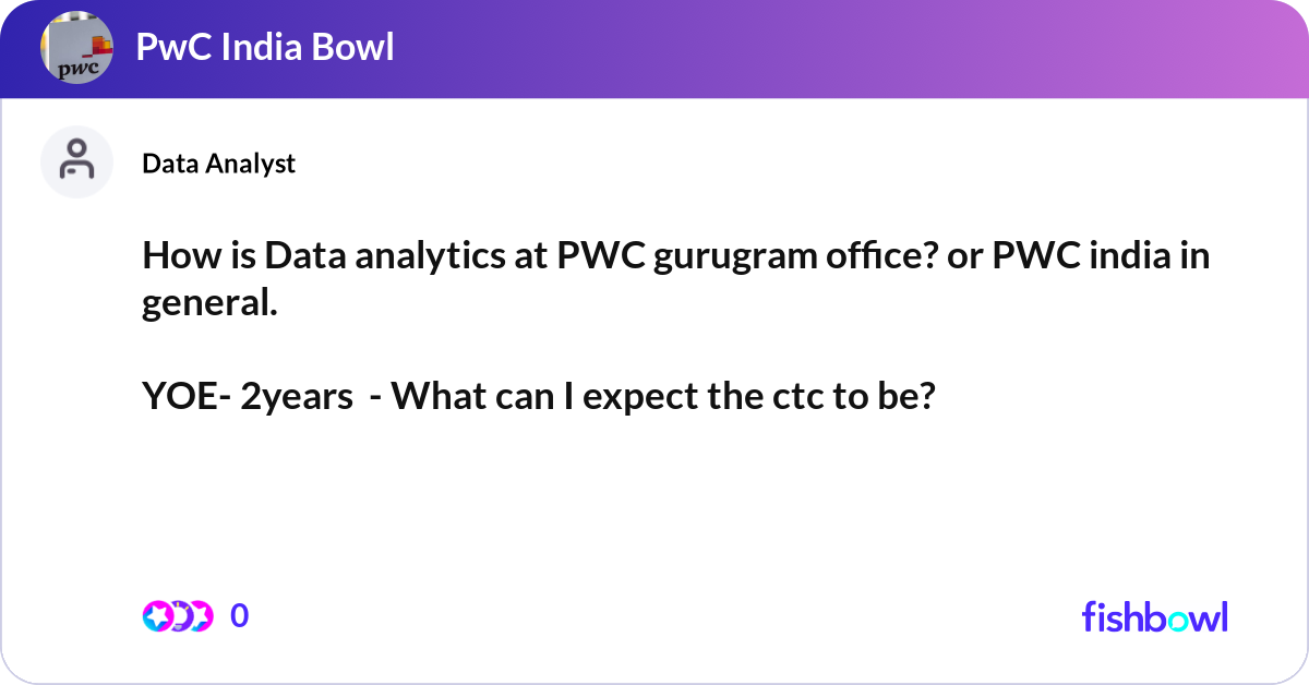 How is Data analytics at PWC gurugram office? or P... | Fishbowl