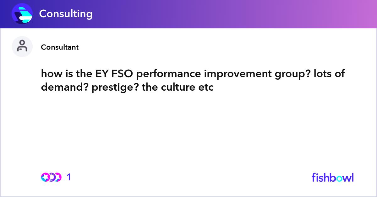 how is the EY FSO performance improvement group? l... | Fishbowl