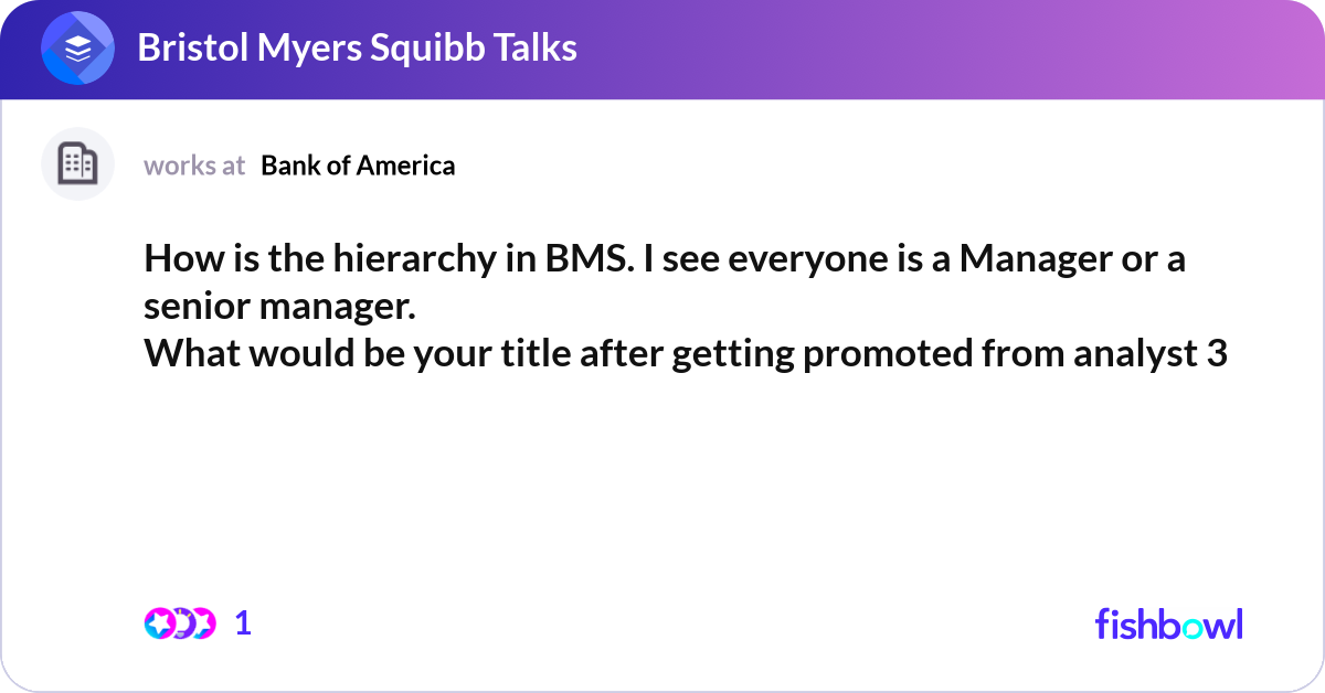 How is the hierarchy in BMS. I see everyone is a M... | Fishbowl