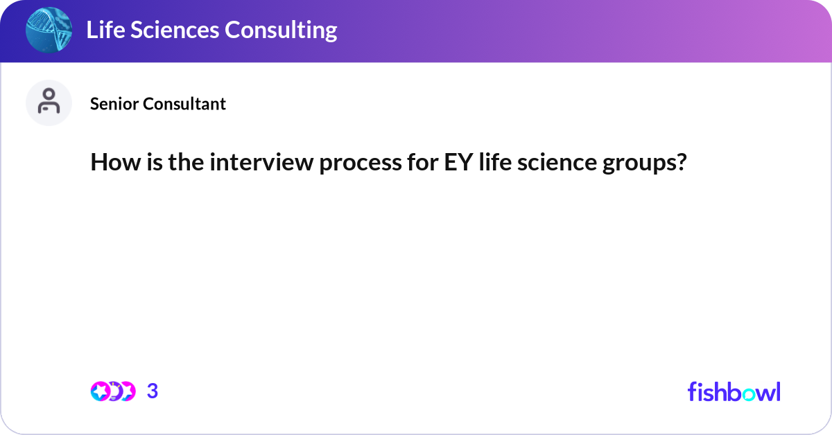 How is the interview process for EY life science g... | Fishbowl