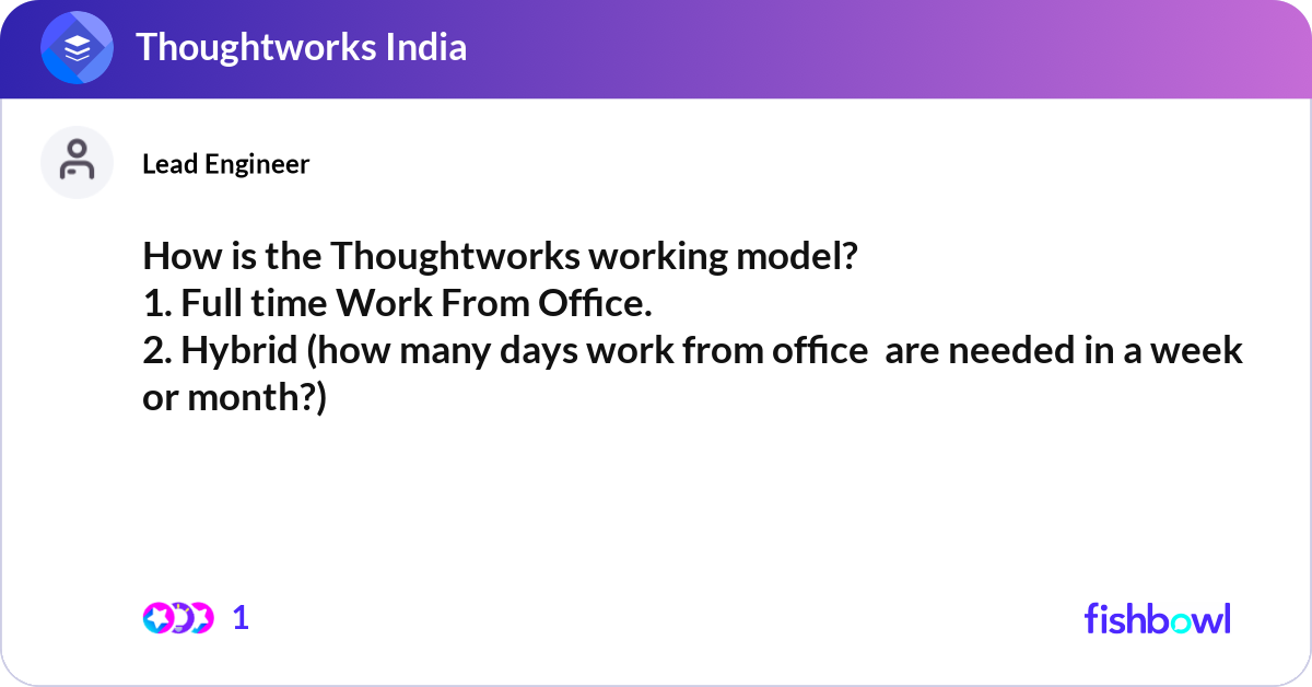 How is the Thoughtworks working model? 1. Full tim... | Fishbowl