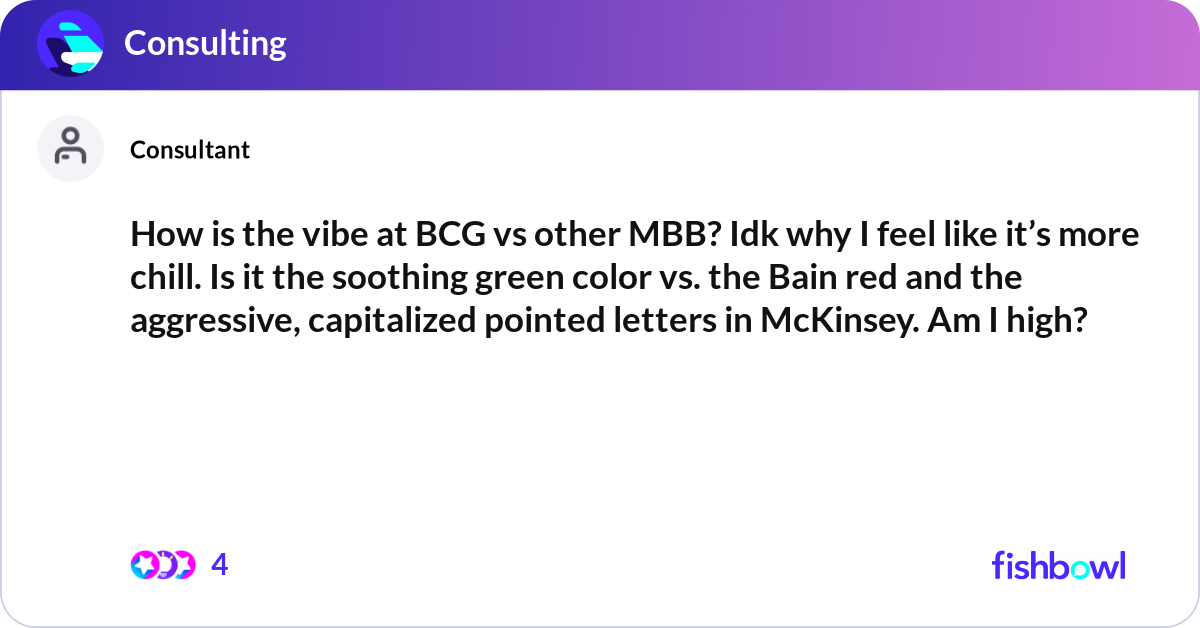 Bcg Red Color How is the vibe at BCG vs other MBB? Idk why I fee... | Fishbowl