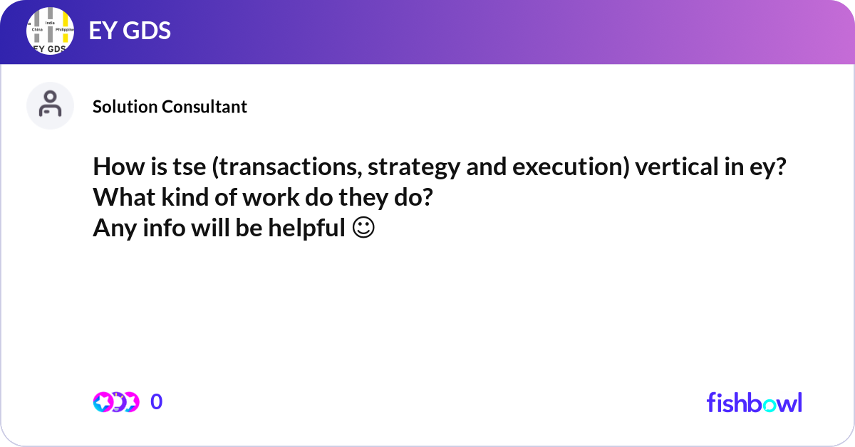 Tse Work How is tse (transactions, strategy and execution) ... | Fishbowl