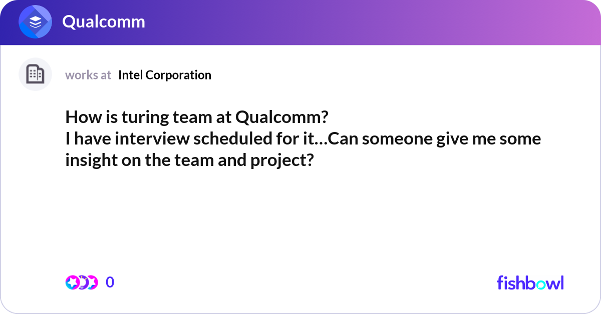How is turing team at Qualcomm? I have interview s... | Fishbowl