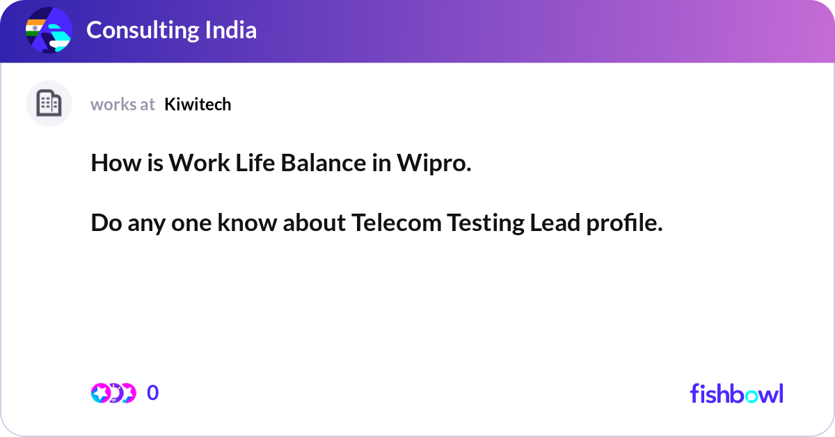 How is Work Life Balance in Wipro. Do any one kn... | Fishbowl