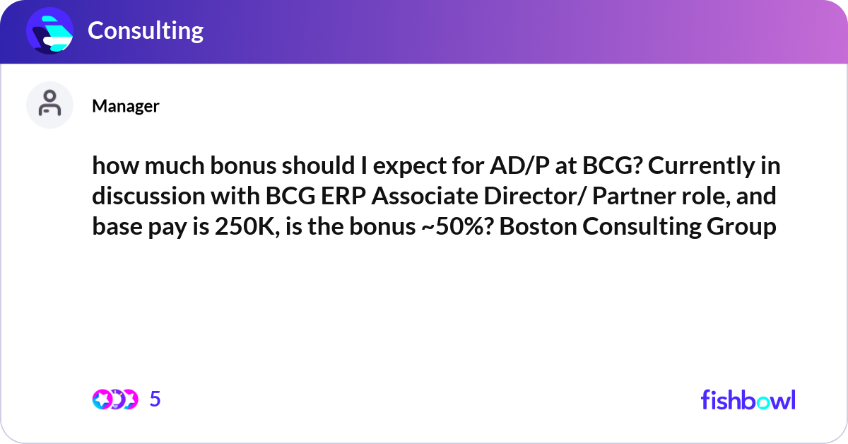 how much bonus should I expect for AD/P at BCG? Cu... | Fishbowl