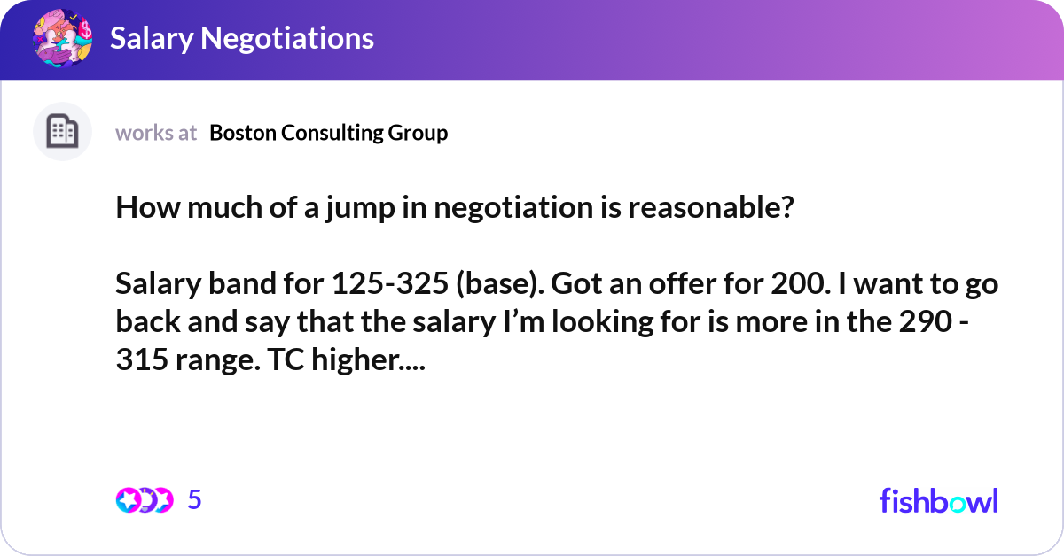 How much of a jump in negotiation is reasonable? ... | Fishbowl