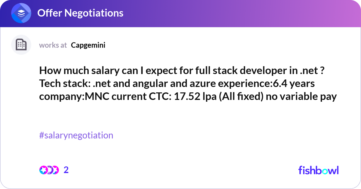 How much salary can I expect for full stack develo... | Fishbowl
