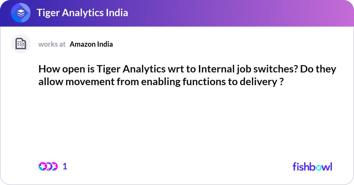 How open is Tiger Analytics wrt to Internal job sw... | Fishbowl