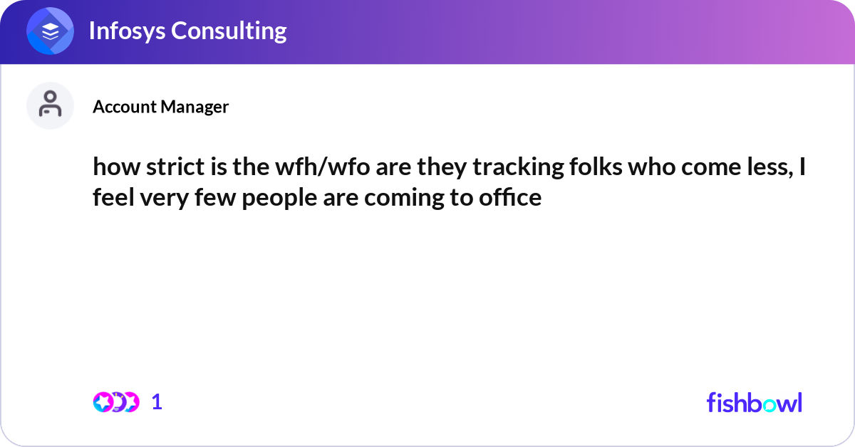 how strict is the wfh/wfo are they tracking folks ... | Fishbowl