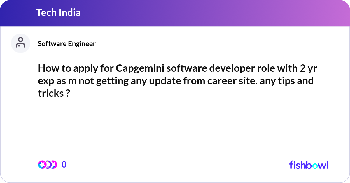 How to apply for Capgemini software developer role... | Fishbowl