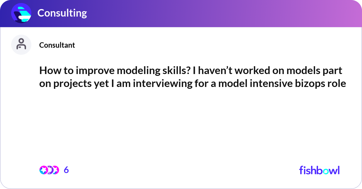 Improve Modelling Class How to improve modeling skills? I haven’t worked o... | Fishbowl