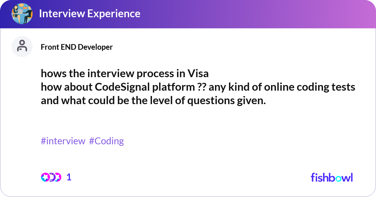 hows the interview process in Visa how about CodeS... | Fishbowl