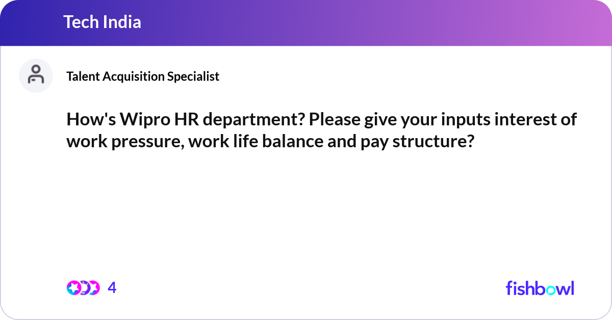 How s Wipro HR Department Please Give Your Inputs Fishbowl