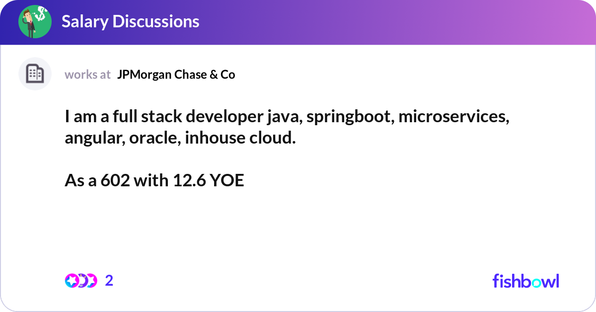 I am a full stack developer java, springboot, micr... | Fishbowl