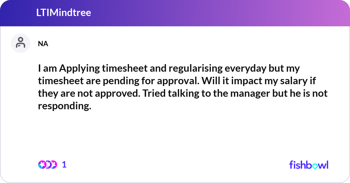 I am Applying timesheet and regularising everyday ... | Fishbowl