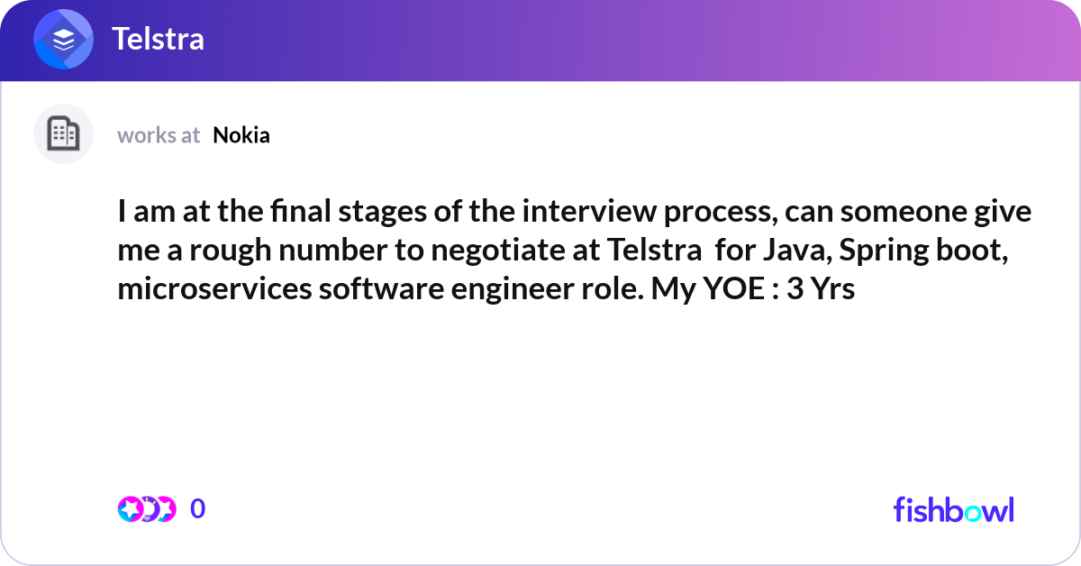 I am at the final stages of the interview process,... | Fishbowl