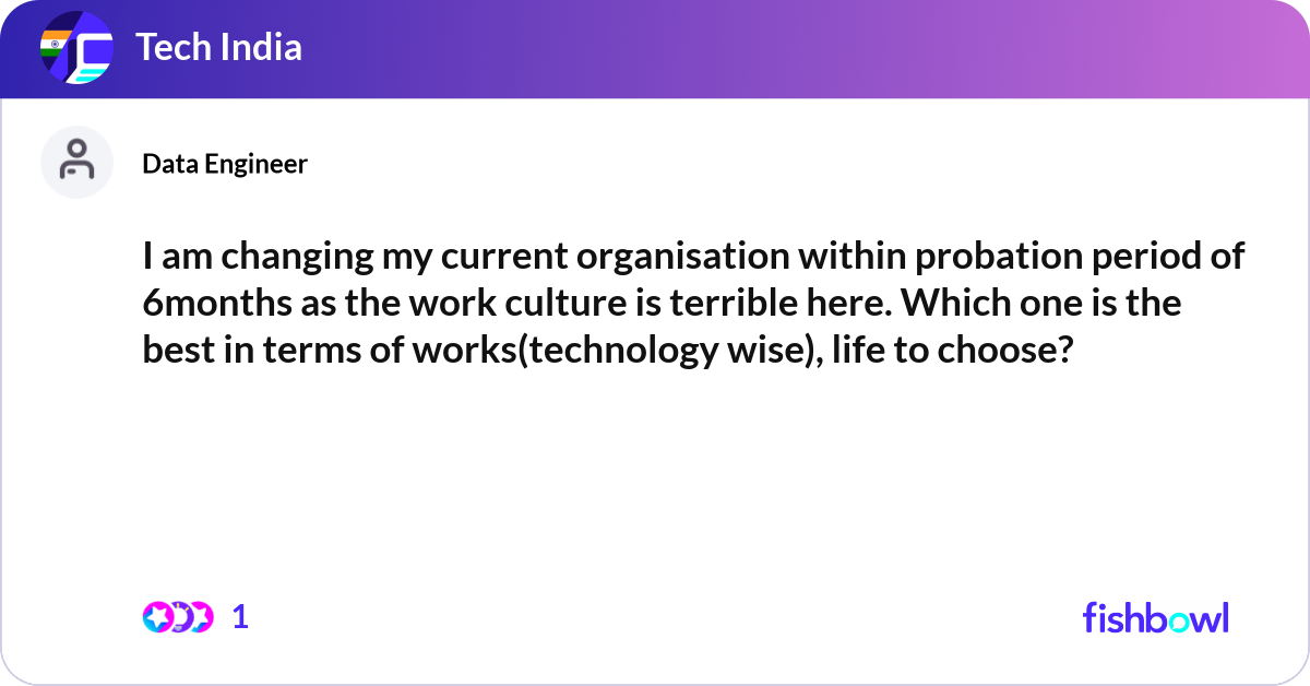 I am changing my current organisation within proba... | Fishbowl