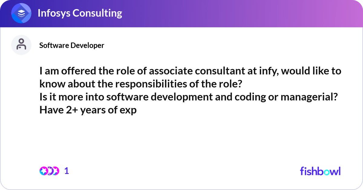 I am offered the role of associate consultant at i... | Fishbowl