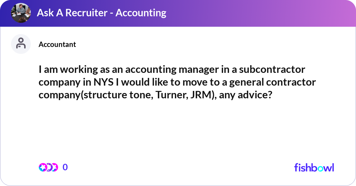 Subcont Robiul I am working as an accounting manager in a subcont... | Fishbowl