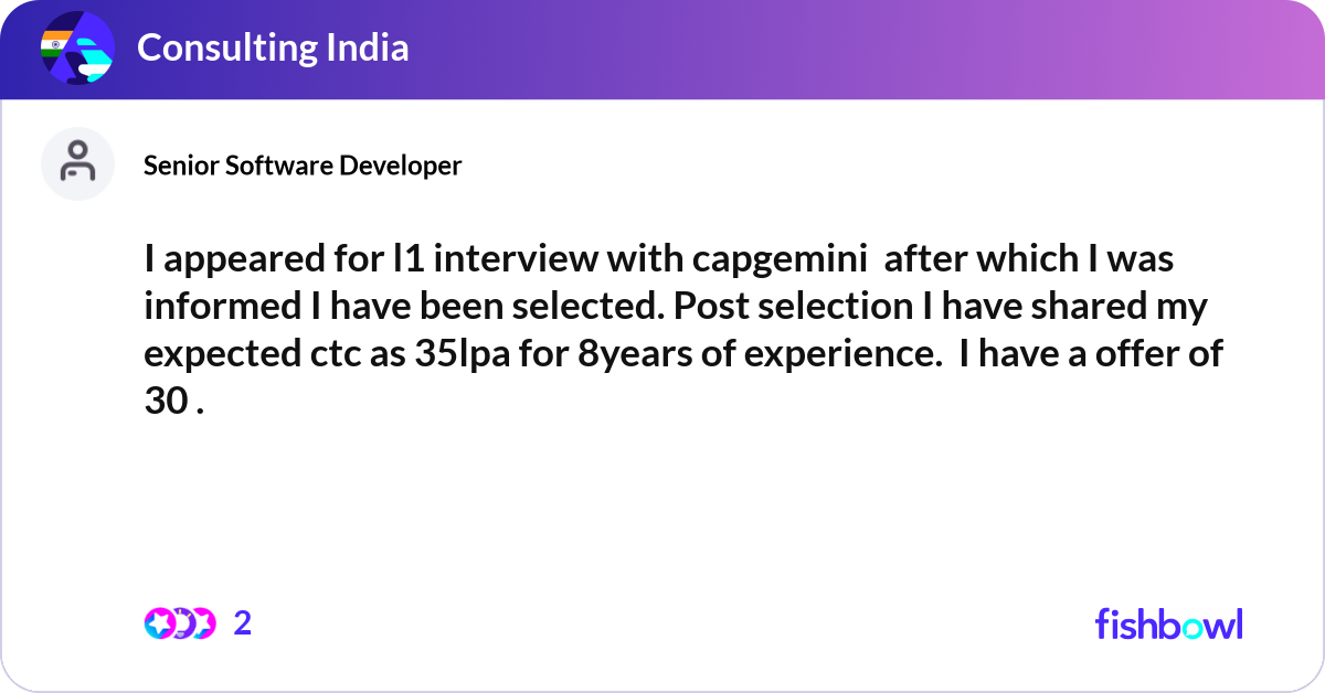 I appeared for l1 interview with capgemini after ... | Fishbowl