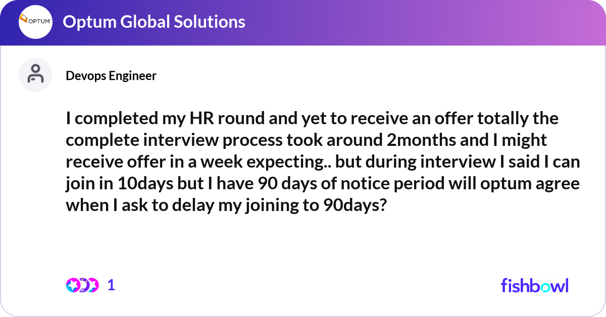 I completed my HR round and yet to receive an offe... | Fishbowl