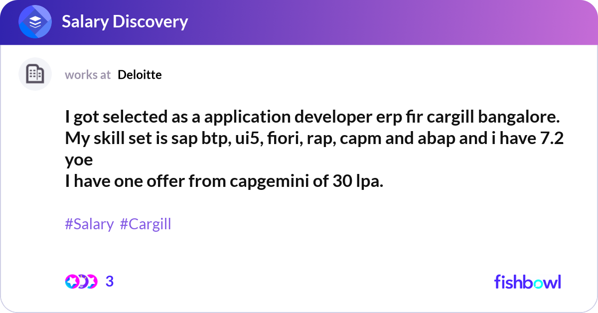 I got selected as a application developer erp fir ... | Fishbowl