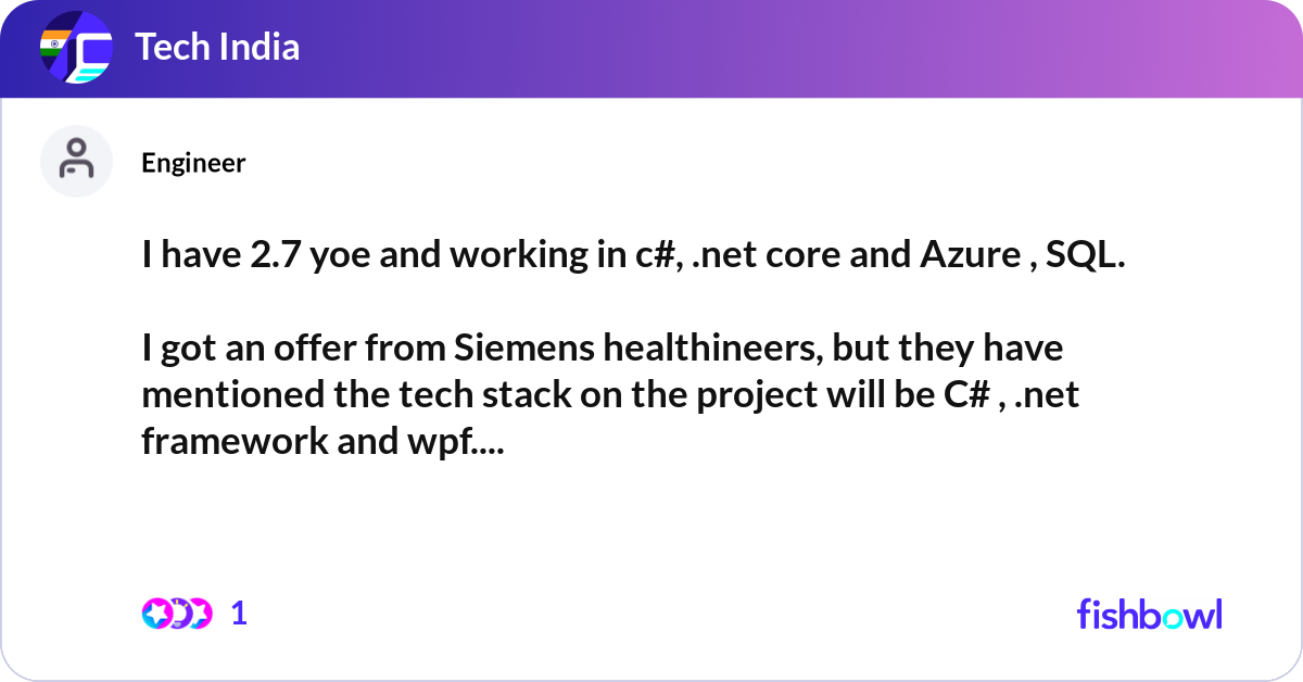 .net training on day 2 ~ freshers like Images High... I have 2.7 yoe and working in c#, .net core and Az... | Fishbowl