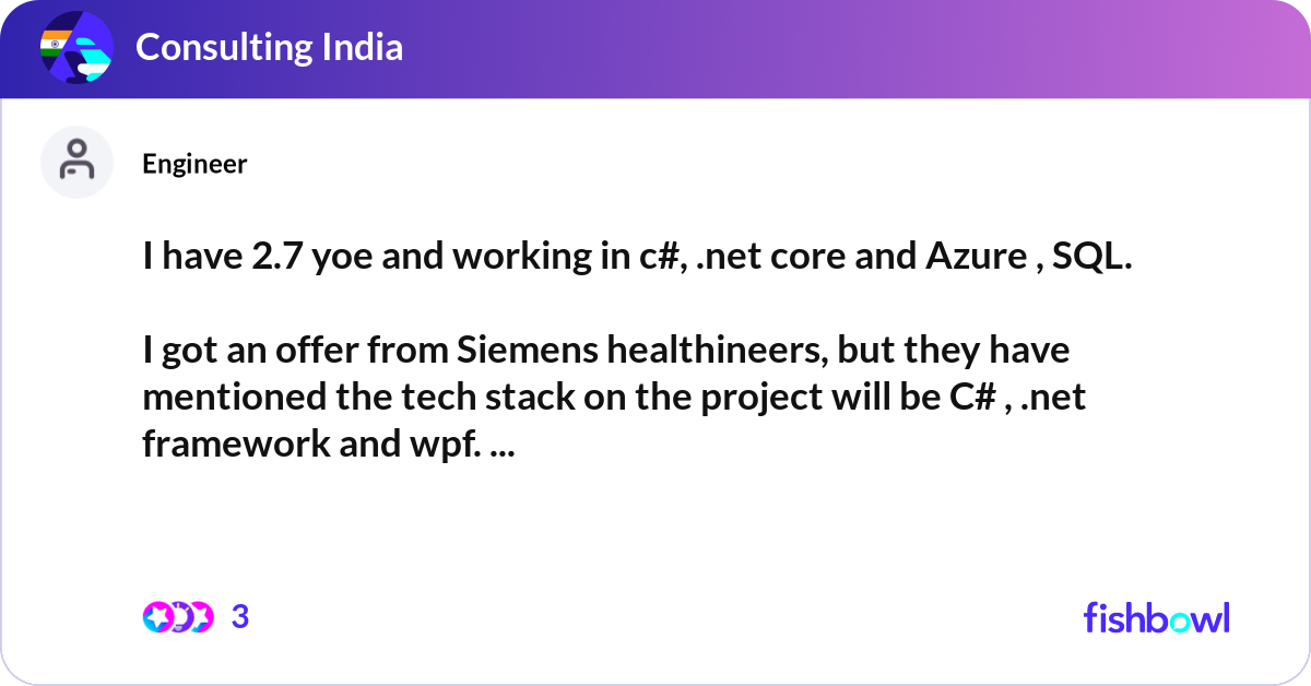 .net training on day 2 ~ freshers like Images High... I have 2.7 yoe and working in c#, .net core and Az... | Fishbowl