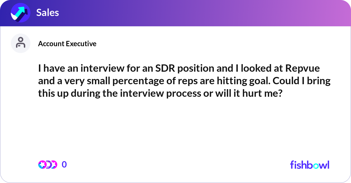I have an interview for an SDR position and I look... | Fishbowl