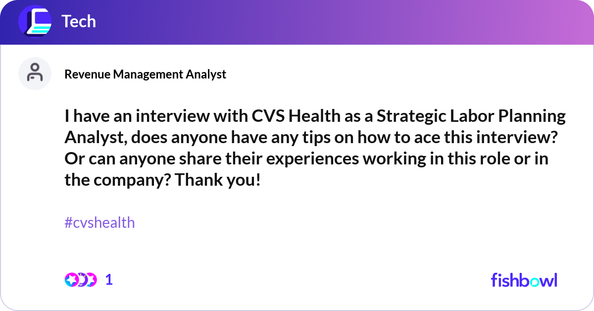 I have an interview with CVS Health as a Strategic... | Fishbowl