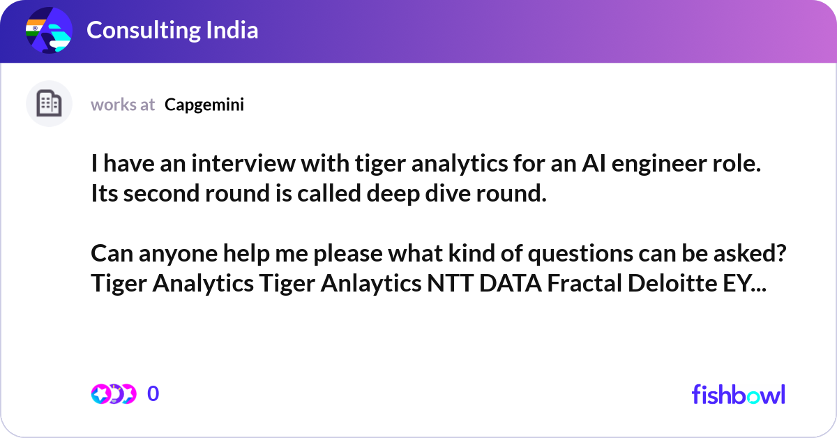I have an interview with tiger analytics for an AI... | Fishbowl