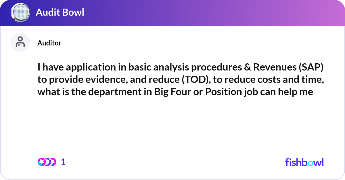 I have application in basic analysis procedures & ... | Fishbowl