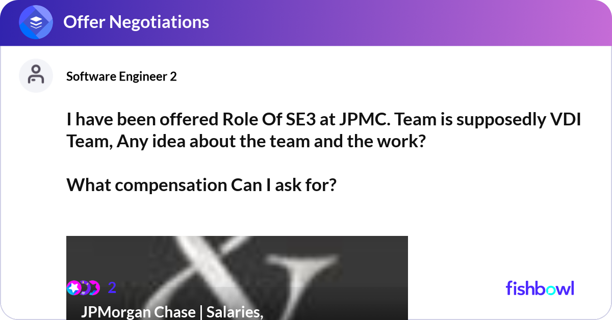 A screenshot of a job posting for an SE3 role at JPMc's VDI team