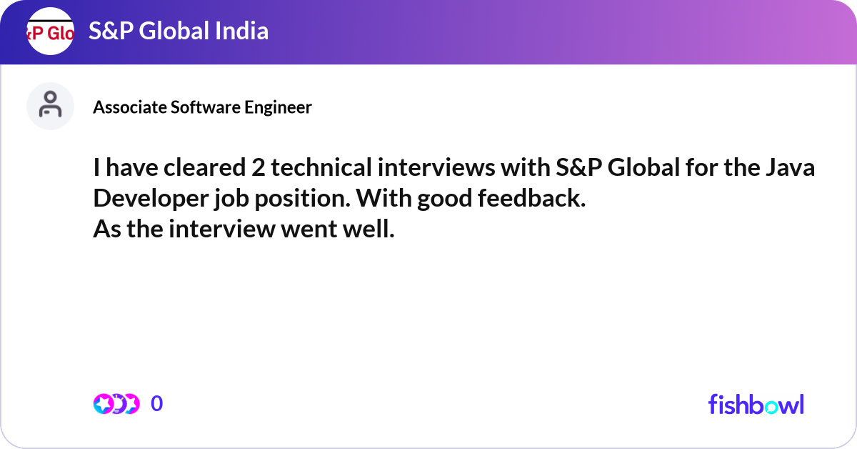 I have cleared 2 technical interviews with S&P Glo... | Fishbowl
