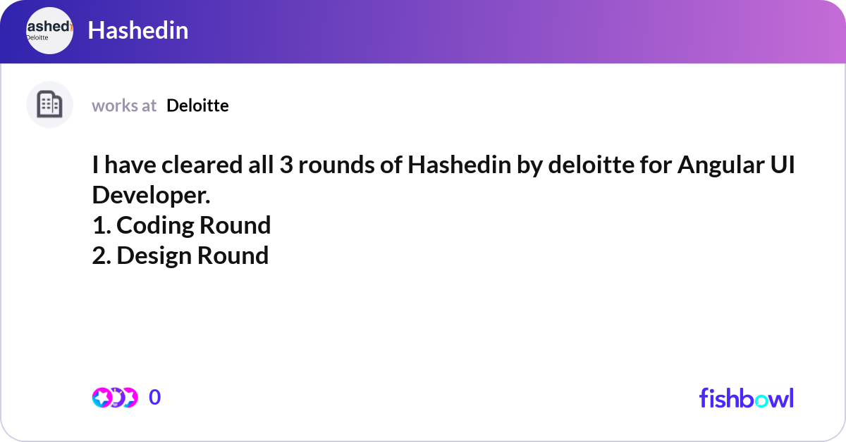 Hashedin Icons I have cleared all 3 rounds of Hashedin by deloitt... | Fishbowl