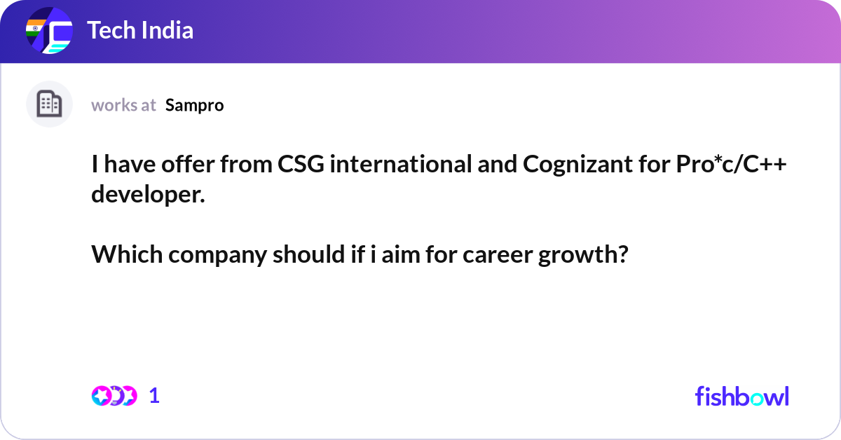 Csg Inernational I have offer from CSG international and Cognizant ... | Fishbowl