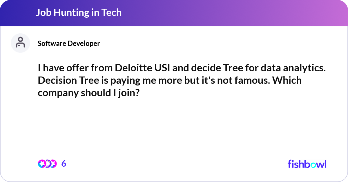 I have offer from Deloitte USI and decide Tree for... | Fishbowl