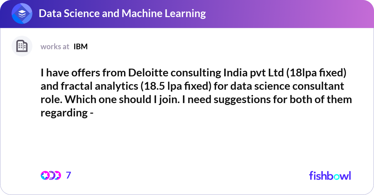 I have offers from Deloitte consulting India pvt L... | Fishbowl