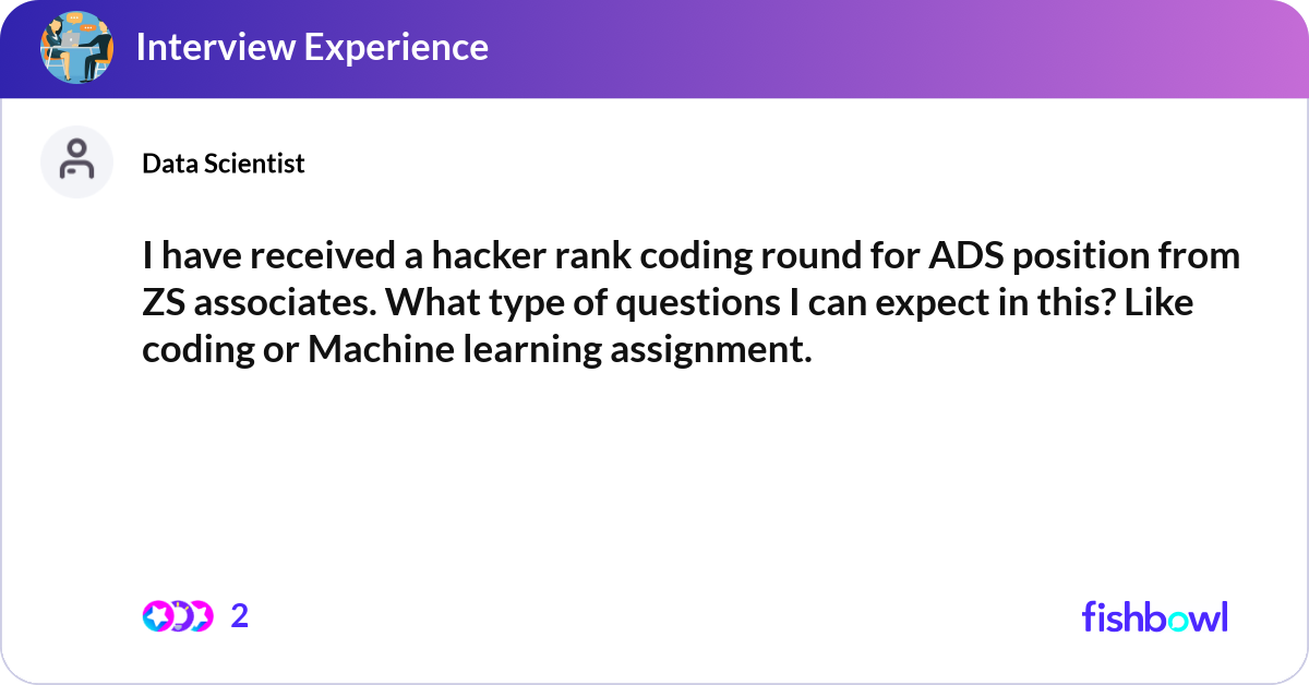 I have received a hacker rank coding round for ADS... | Fishbowl