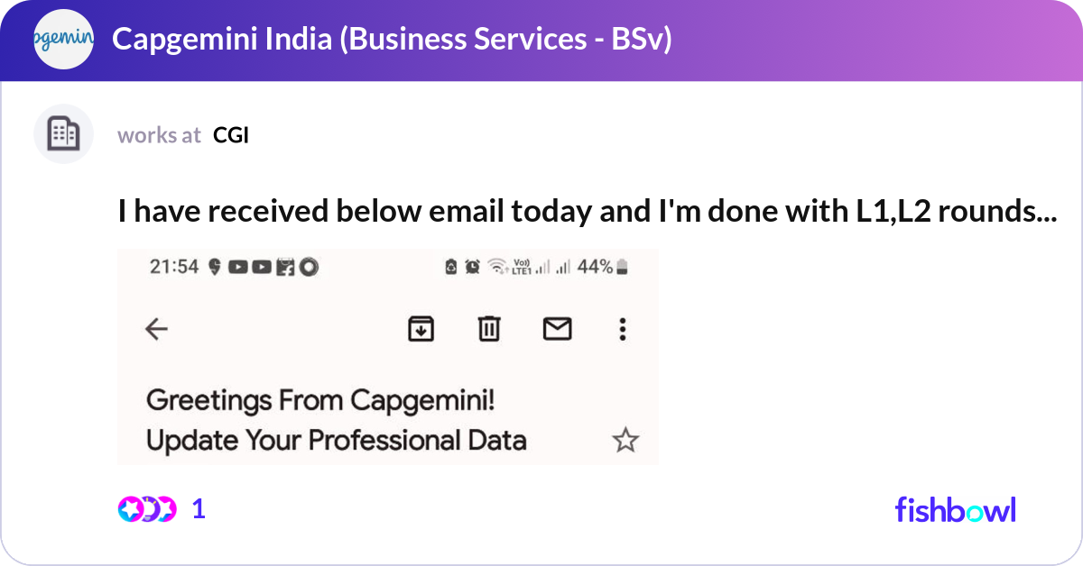I have received below email today and I'm done wit... | Fishbowl