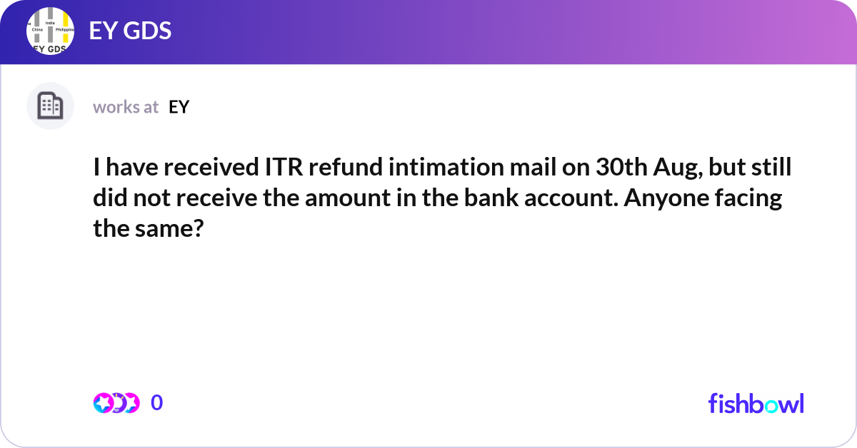 I have received ITR refund intimation mail on 30th... | Fishbowl