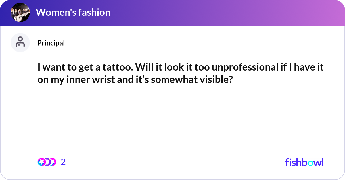 I want to get a tattoo. Will it look it too unprof... | Fishbowl
