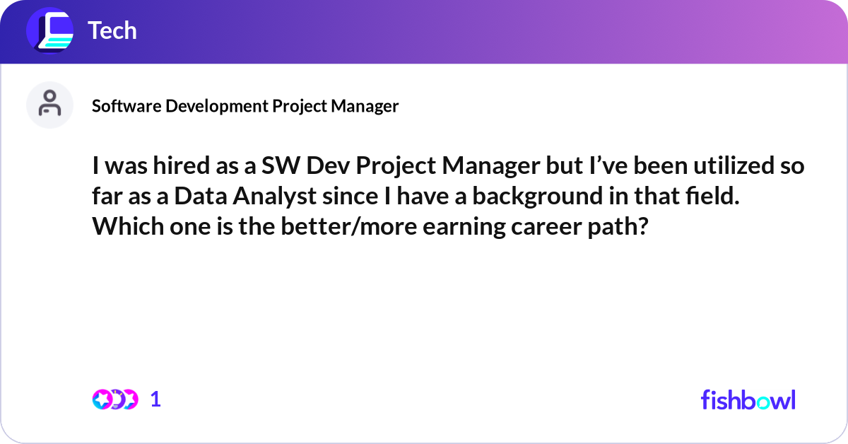 I was hired as a SW Dev Project Manager but I’ve b... | Fishbowl