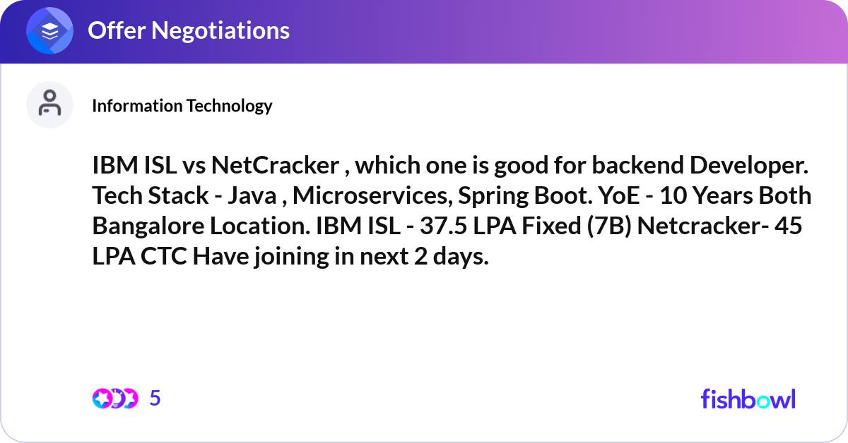 IBM ISL vs NetCracker , which one is good for back... | Fishbowl